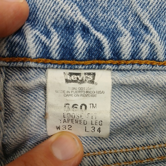 Vintage Levi's Jeans 32x34 Blue 560 Loose Tapered Orange Tab USA (FITS 29x32) - Picture 6 of 12